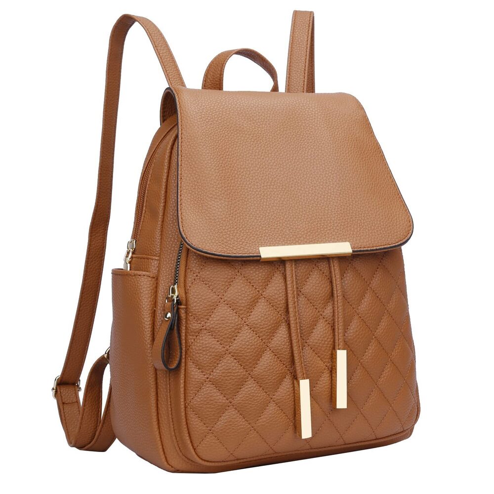 1687 Quilted Trendy Leather Backpack Purse and Shoulder Travel Daypacks